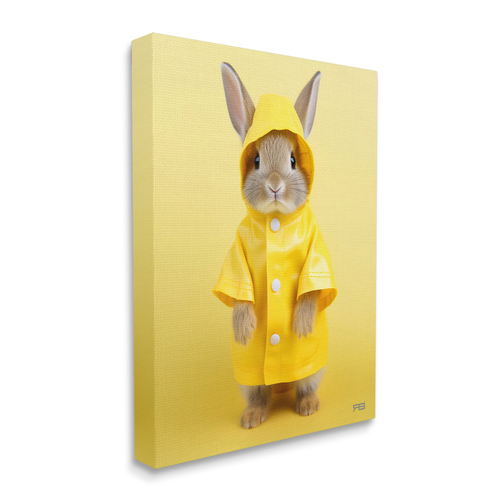 Stupell Industries Rabbit in Rain Coat Animals & Insects Painting Gallery Wrapped Canvas Art Print Wall Art, 24 x 30