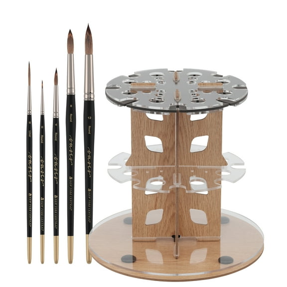 New York Central Oasis Synthetic Brush - Value Set of 5 - Handmade in Germany, Professional Watercolor Brushes with Ergonomic Handle, Soft, Absorbent Bristles for Artists