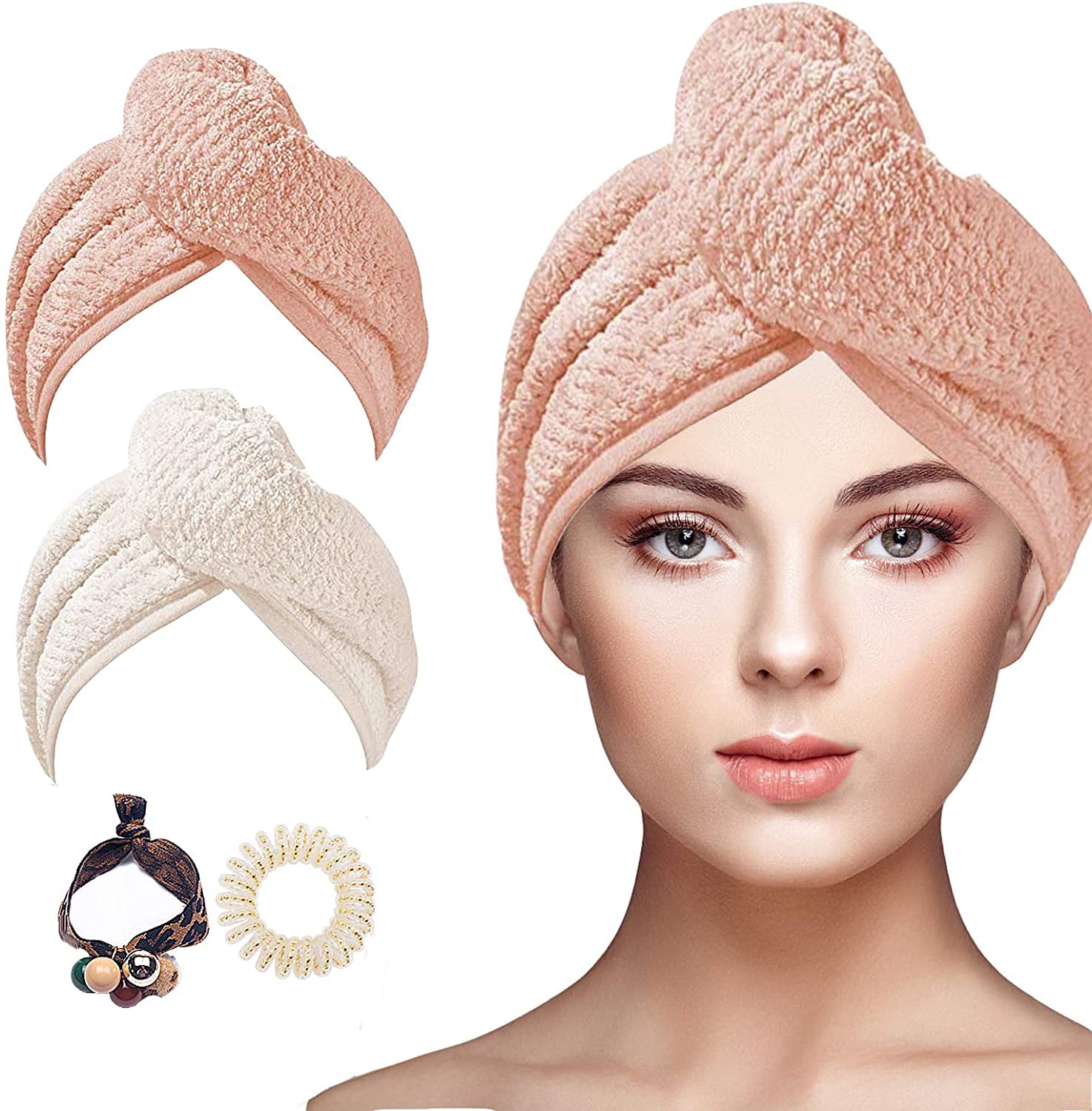 Super Absorbent Quick Dry Turban Details about   Hair Towel Wrap for Women 100% Organic Cotton 