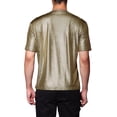 thumbnail image 3 of INSPIRE CHIC Camiseta de fiesta de manga corta metálica brillante para hombres, disco, S, cuadro dorado, 3 of 7