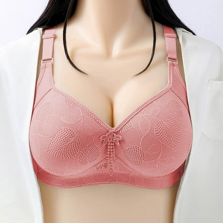 Elvqul Breathable Bras Women Red Plus Size Nylon Bralette Lightweight Lace Underwear Wirefree Soft Bras
