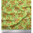 thumbnail image 1 of Soimoi Tissu Satin Modal Vert Feuilles, Imprimé Floral Blanc & Serpent au Mètre 42 Pouces de Large, 1 of 3