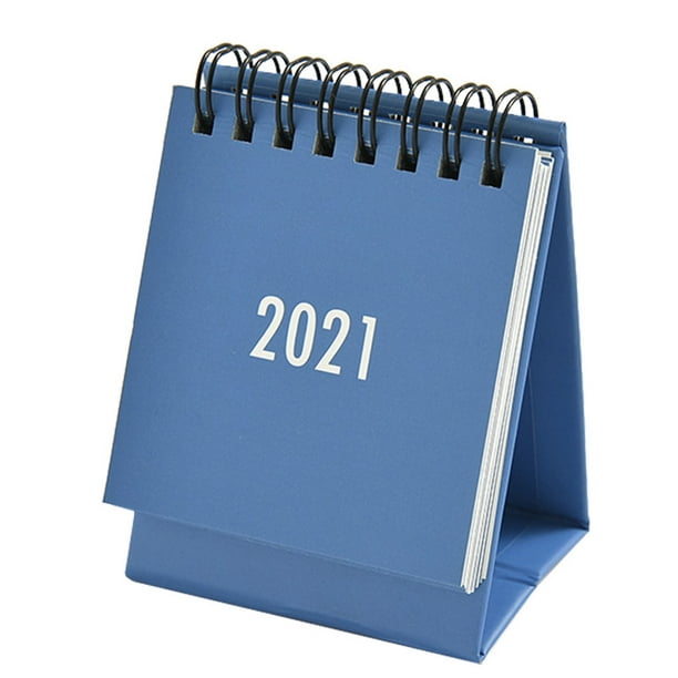 2021 Mini Table de Calendrier de Bureau Anglais Annuel Calendrier Calendrier  Agenda Organisateur, Bleu 