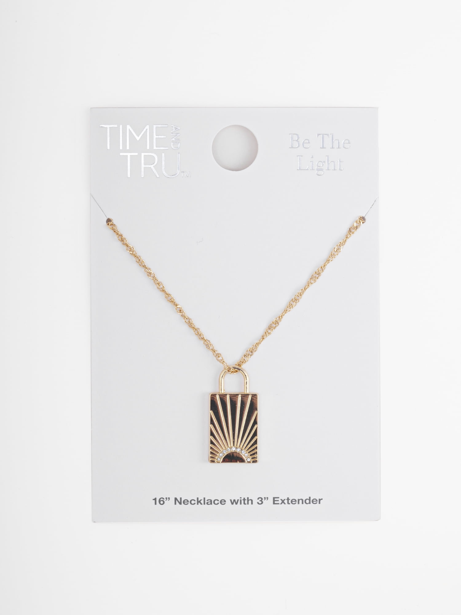 Time and Tru Women's Goldtone Be The Light Lock Pendant Necklace