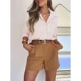 thumbnail image 3 of Fancyglim Striped Button Down Shirts for Women Dress Shirts Long Sleeve Casual Collared Office Work Blouses Tops with Pocket Pink S, 3 of 5