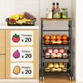 thumbnail image 2 of Fruit Vegetable Basket for Kitchen Pantry Organizers,  Large Pull-Out Wire Basket with Wood Top and Wheels for Fruit Vegetable Onions Potatoes Snacks, 2 of 8