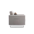 thumbnail image 5 of Victoria Beige Linen Fabric Armchair with Metal Legs, Side Pockets, and Pillow, 5 of 6