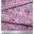 thumbnail image 3 of Soimoi Pink Georgette Viscose Fabric Leaves & Floral Decor Fabric Printed BTY 42 Inch Wide, 3 of 3