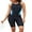 Blue, variant on Sociala One Piece Ribbed Sport Swimsuit for Womens Boyshorts Tummy Control Swimwear