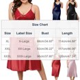 thumbnail image 2 of Naittoop Women Plus Size Sleep Dress Soft Satin Lace V Neck Nightdress Sleeveless Strappy Sexy Nightgowns Split Chemise, 2 of 5