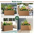thumbnail image 6 of Large Rectangle Planter Metal Brown Planter Box with a Drainage Hole and a Removable Divider Indoor Outdoor Porch Pots for Tall , Trees, Flowers 32.01"x 10" x 16.26" Brown, 6 of 8