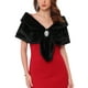 thumbnail image 1 of Capa de chal de piel sintética para mujeres INSPIRE CHIC para fiestas de boda, shrug nupcial con broches de perlas sintéticas y rhinestones en negro, 1 of 6