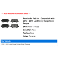 thumbnail image 2 of Rear Brake Pad Set - Compatible with 2012 - 2015 Land Rover Range Rover Evoque 2013 2014, 2 of 2