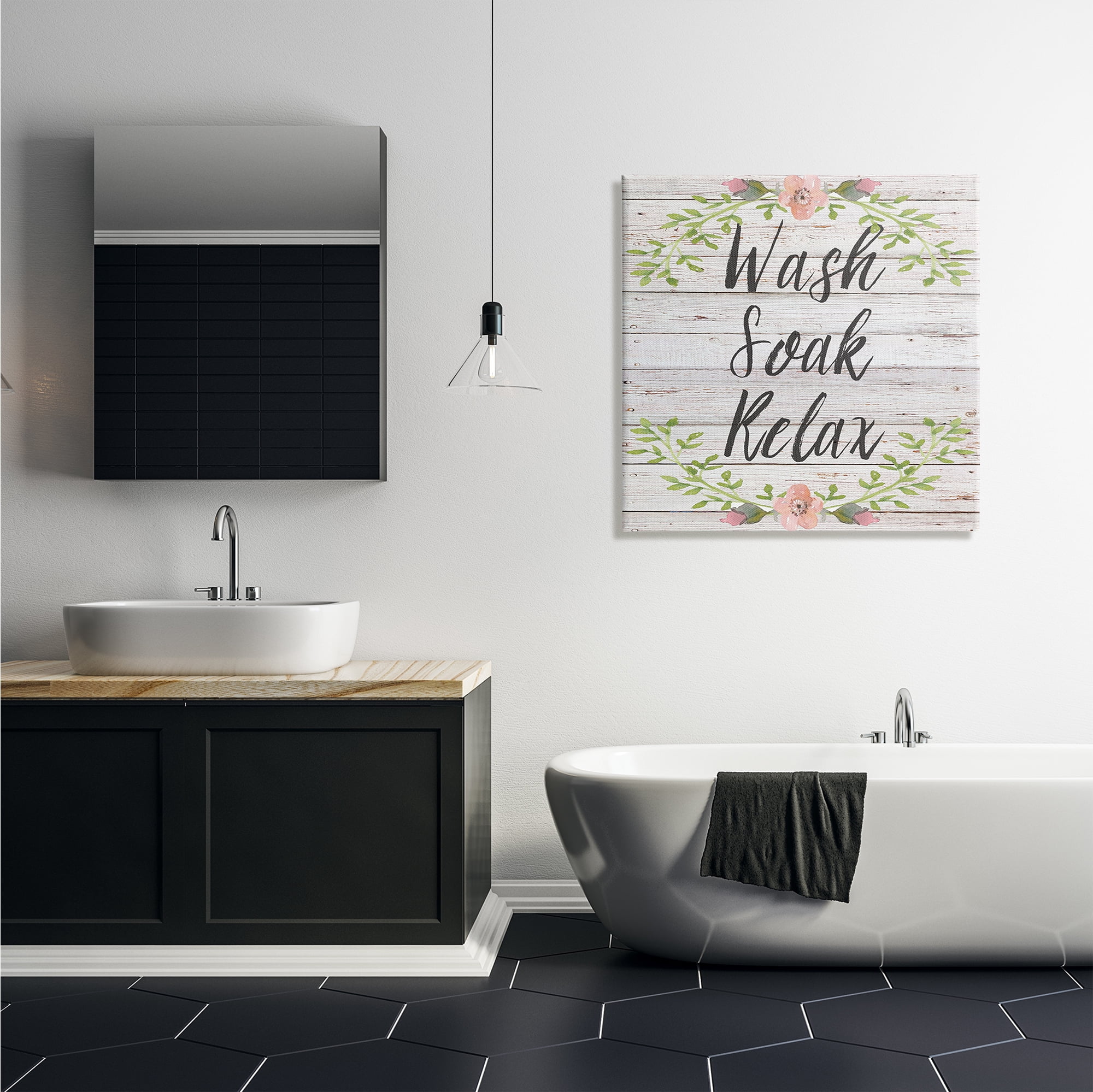 The Stupell Home Decor Collection Floral Wash Soak Relax Wall Art