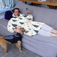 thumbnail image 3 of Wearable Oversized Blanket,Blue and Gold Christmas Tree Pattern Wearable Blanket Hoodie for Adults,Cozy Hooded Blankets with Super Pockets,Super Warm Fuzzy Pullover for Women & Men, 3 of 6
