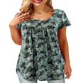 thumbnail image 1 of CHUANK T-Shirts pour Femmes Manches Courtes Col Rond Tunique Boutonnée (Blanc TG), 1 of 4