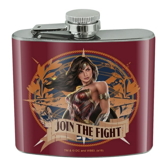 Wonder Woman Movie Join the Fight Stainless Steel 5oz Hip Drink Kidney Flask