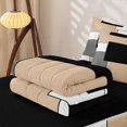 thumbnail image 5 of Castle Fairy Retro Stacked Rectangle Zipper Twin Comforter Sets with Fitted Sheet and 2 Pillowcases,Mid Century Solid Square Zipper Bedding Set,Beige Gray Black White,Reversible, 5 of 7