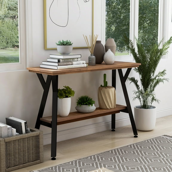 Cillen 1-Shelf Wood Console Table, Matte Black