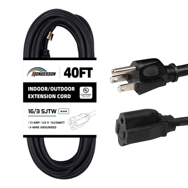 Cable de extensión para exteriores HONDERSON, 40 pies 16/3 SJTW, negro