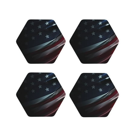 

Matuu American Flag Waving Print for Cup Coasters Set of 4 Leather Coasters Desk Coasters for Office Measures 4” x 4”-Hexagon