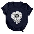 thumbnail image 2 of NAMTYQX Tshirts Shirts for Women Crewneck Short Sleeve Hawaii Boyfriend Plus Size Muster Print Cool Lightweight Summer Tops for Women 2025 Navy Size 2XL, 2 of 4