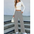 thumbnail image 5 of Womens Casual Striped Wide Leg Pants Drawstring Elastic Waist Y2K Straight Long Trousers Palazzo Pants Ribbed Sweatpants with Pockets Alsol Lamesa, 5 of 6
