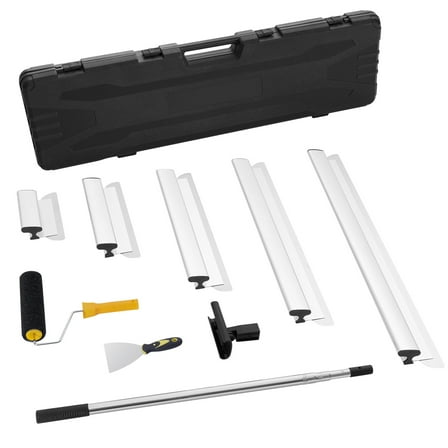 SKYSHALO Drywall Smoothing Blade Kit, Includes Blades in Sizes 10/16/24/32/40 inches   Extendable Handle 34-81.6 inches, Crafted from Stainless Steel for Skim Coating