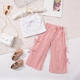 thumbnail image 4 of kpoplk Girls Outfit Sets Baby Clothes Toddler Summer Outfits Sleeveless Ruffle Halt Er Tops Wide Leg Pants Kids Clothing Set Girls Holiday Dresses Sets Size 5-6 Years,Pink, 4 of 6