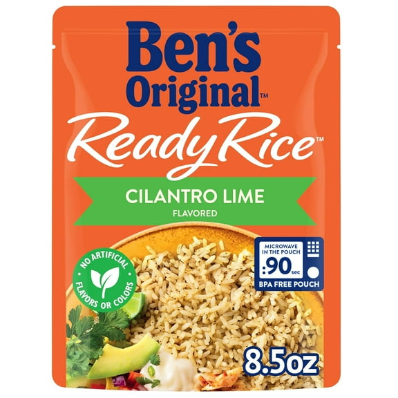 BEN'S ORIGINAL Ready Rice Cilantro Lime Flavored Rice, Easy Dinner Side, 8.5 oz Pouch (Pack of 3)