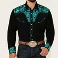 thumbnail image 2 of Mens Long Sleeve Shirt Western Cowboy Embroidered Slim Fit Casual Button Down With Pockets Tops, 2 of 7