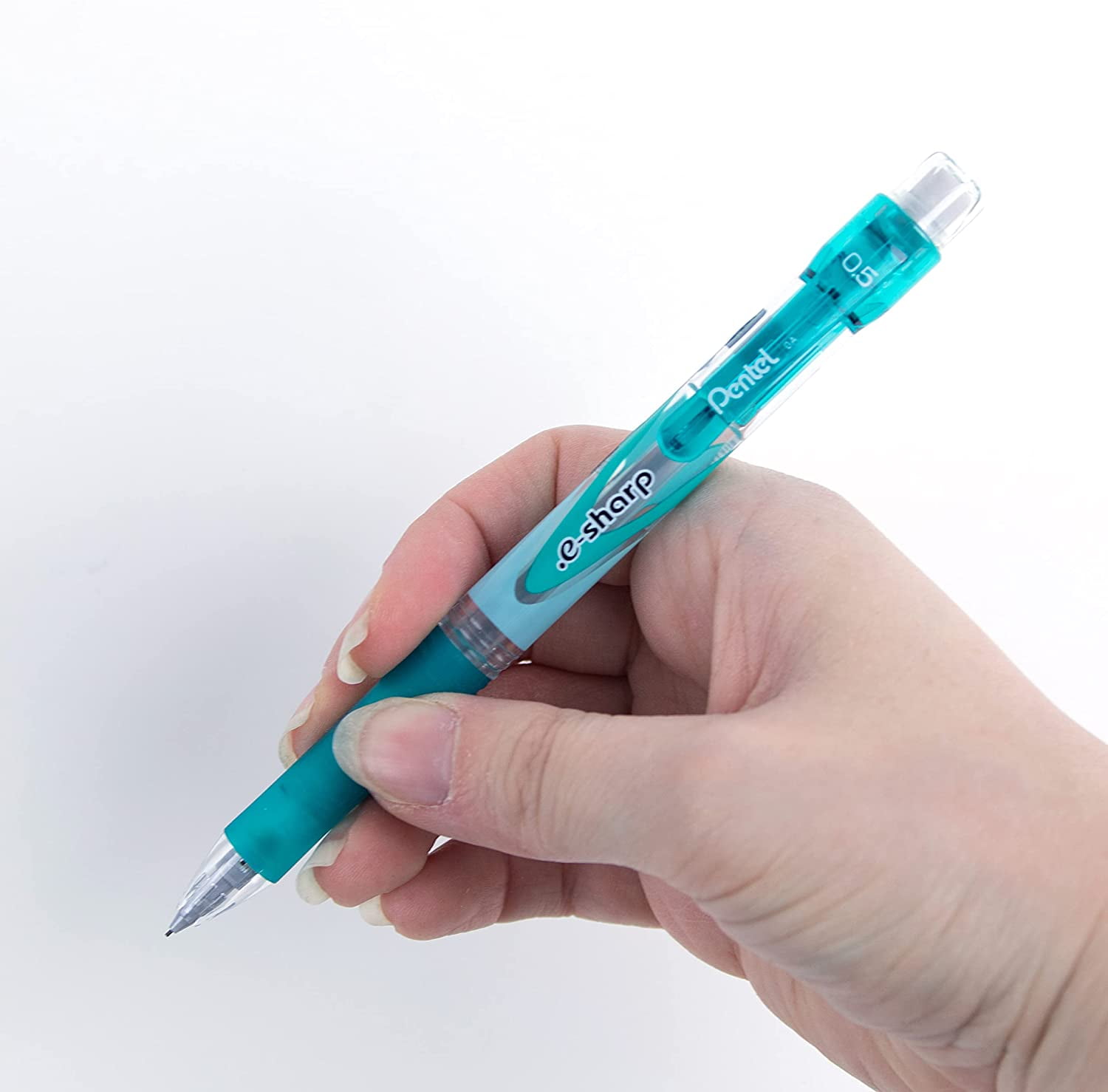 Pentel E-Sharp Automatic Pencil, 0.5mm, Green Accents, Box of 12 (AZ125D)