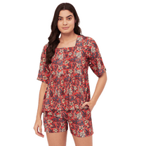 Moomaya Sleepwear, Printed Top & Shorts Lounge Set, 2 Piece Rayon Night Suit