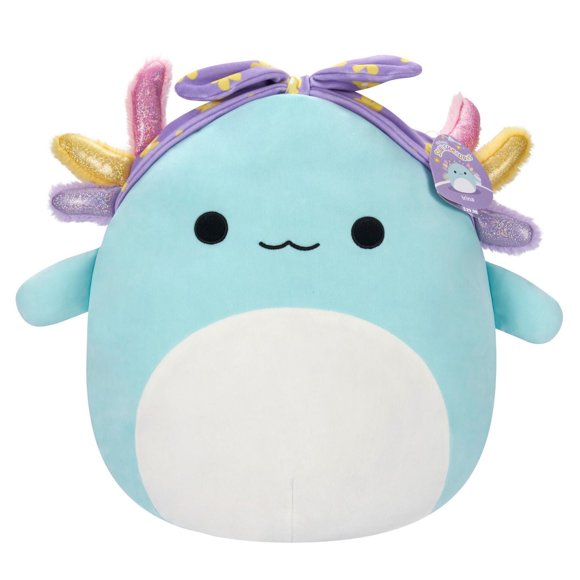 Squishmallows 16" Easter Plush - Irina - Teal Axolotl W/Rainbow Gills and Purple Head Bandana)