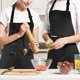 thumbnail image 3 of 2 Pcs Solid Color Polyester Cooking Apron Adjustable Kitchen Apron Soft Chef Apron with Pocket Black, 3 of 5