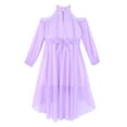 thumbnail image 5 of Nyeemya Kid Off Shoulder Flower Girls Dress Wedding Birthday Party Gown High Low Hem Princess Dress Light Purple 6, 5 of 7