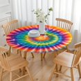 thumbnail image 3 of Rainbow Tie Dye Mandala Pattern Round Fitted Tablecloth with Elastic Edge,Dining Table Cover Waterproof,Outdoor Round Tablecloth for Camping,Dining,Indoor and Outdoor, 3 of 7