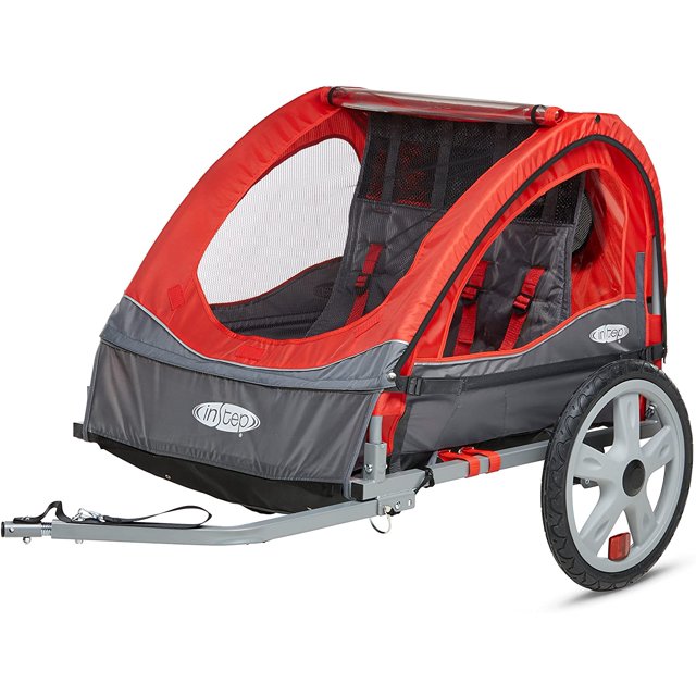Bike Trailer for Toddlers, Kids, Single and Double Seat, 2In1 Canopy