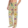 thumbnail image 3 of Mens Pajama Pants - Soft Sleep & Lounge Pants for Men, peace sign chamomile golden Cuteness Casual PJ Bottoms Pants with Pockets, 3 of 5