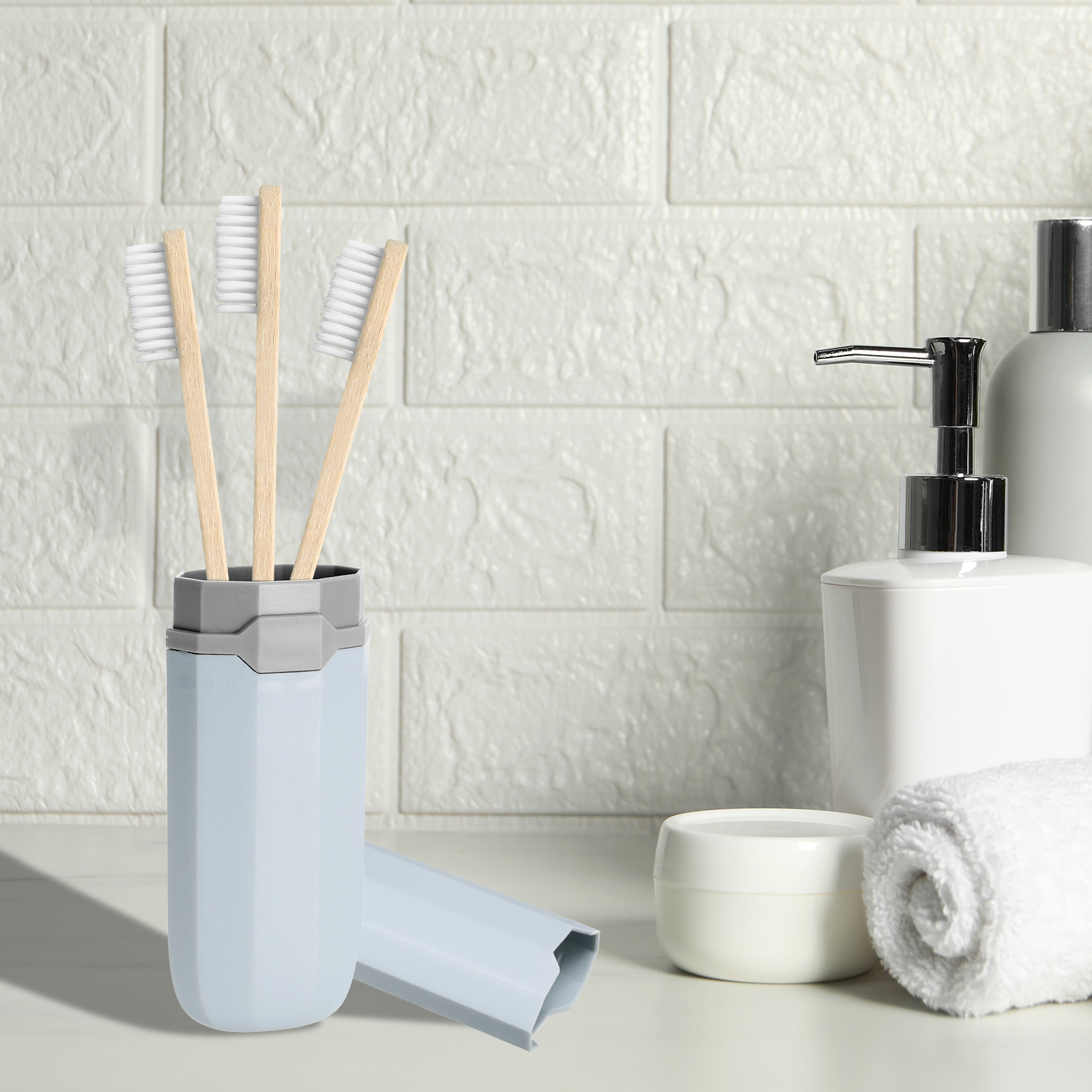 Unique Bargains Travel Toothbrush Case Portable Toothbrush Holder for Home White