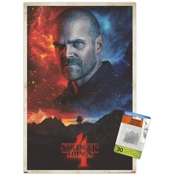 Netflix Stranger Things: Season 4 - Hopper One Sheet Wall Poster with Push Pins, 14.725" x 22.375"