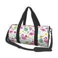 thumbnail image 2 of Xecao Cute Flamingo print Round Travel Duffel Bag is a foldable gym bag with an inner pocket, perfect for travel sports, 2 of 8
