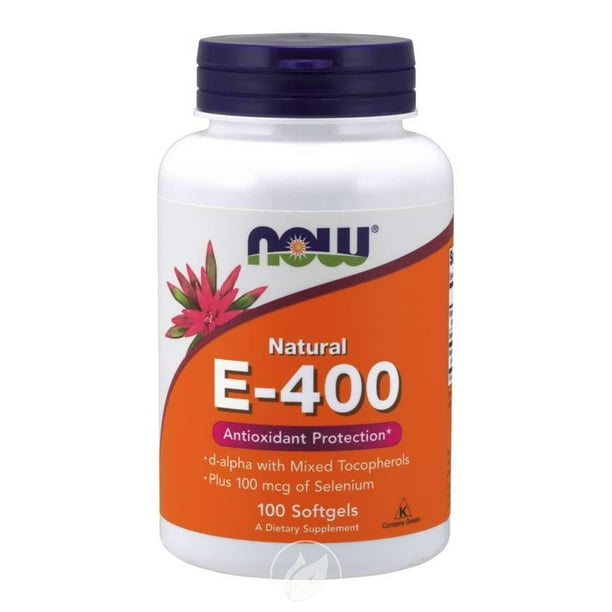 (2 Pack) NOW Supplements E400 Mixed + Selenium 100 Sgels
