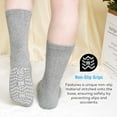 thumbnail image 5 of AMITOFO Non-Binding Diabetic Socks with Anti-Slip Grips,4 Pairs Loose Fit Cotton Crew Socks for Men and Women,Comfort and Safe Gripper Socks for Elderly,Gray, 5 of 9