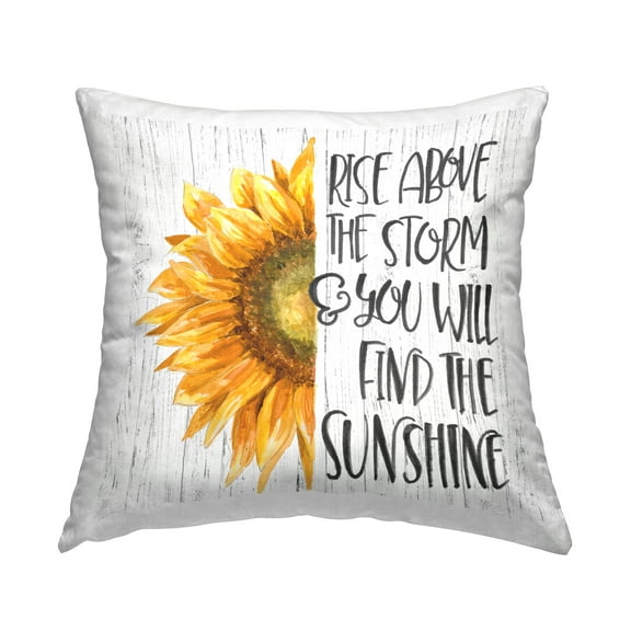 Stupell Industries Find The Sunshine Rustic Sunflower Uplifting Phrase Design by Patricia Pinto Throw Pillow