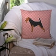 thumbnail image 3 of Airedale Terrier Checkerboard Pink Fabric Decorative Pillow BB3657PW1414, 3 of 4
