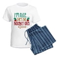 thumbnail image 5 of CafePress - Im Nice She's Naughty Elf Hat Women's Light Pajama - Women's Short Sleeve Print T-Shirt and Pants Light Cotton Pajama Set, 5 of 7