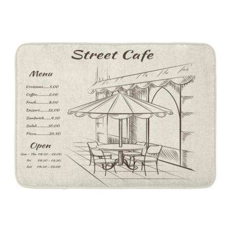 GODPOK Interior Line Street Cafe Design Sketch Restaurant City Exterior Architecture Coffee Bistro Rug Doormat Bath Mat 23.6x15.7 inch