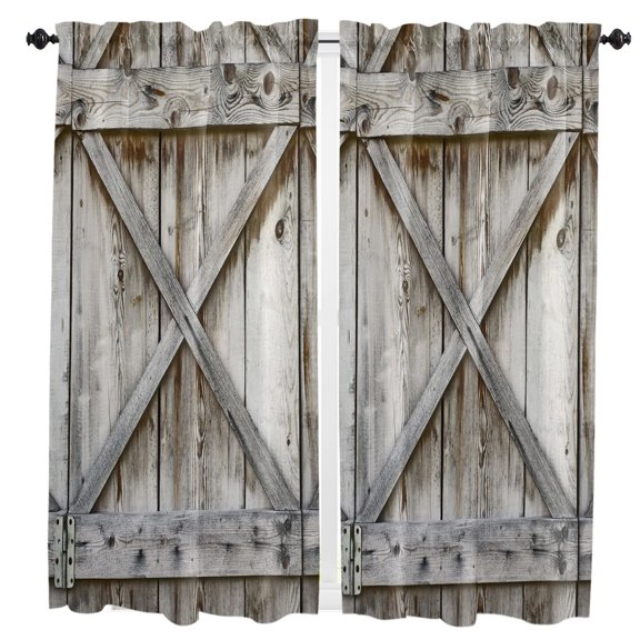 Wooden Door Retro Curtains For Living Room Bedroom Window Treatment Home Decoration Drapes Kitchen Curtain