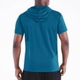 thumbnail image 4 of Mens Short Sleeve Hooded Shirt Casual Athletic Quick Dry Breathable Tops Summer Gym Workout Hoodies with Pockets, 4 of 4